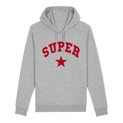 Super Star Hoodie - Grey & Burgundy