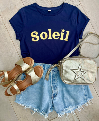 Soleil Tee - Navy & Gold