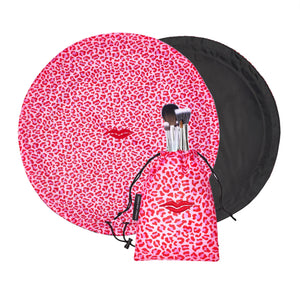 Donna May Lay Flat Make up Bag Pink & Red Animal Print