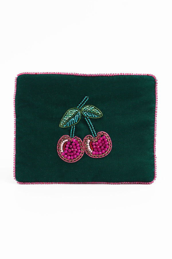 Cherries Velvet Pouch - Small
