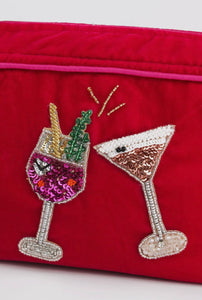 Pink Fizz & Expresso Red Velvet Pouch - Medium