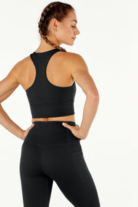 Longline Crop Bra - Black
